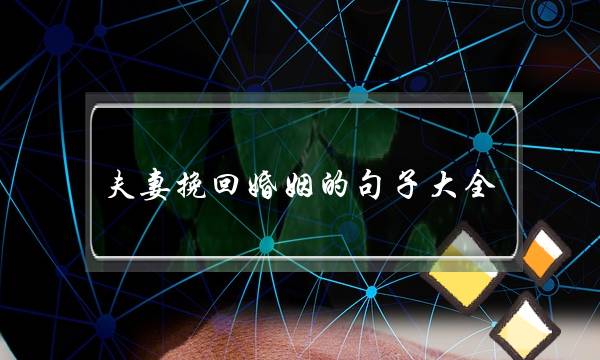 夫妻挽回婚姻的句子大年夜大年夜齐 联袂没有简朴