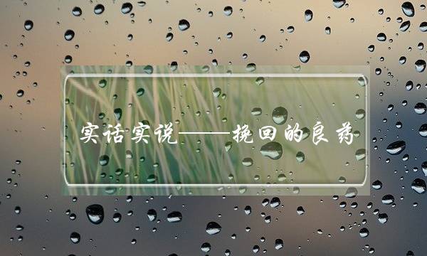 谎言真讲——挽回的良药